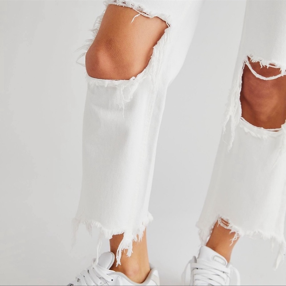Free People White Straight Leg Jeans - Picture 3 of 4